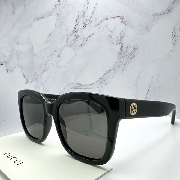 Gucci Black Square Gold GG Logo Made In Italy Authentic Men's Sunglasses - Picture 9 of 16
